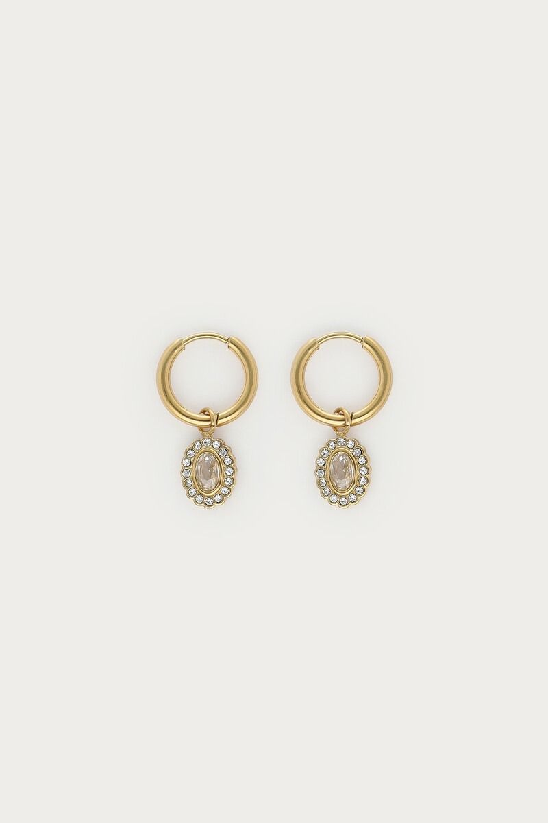 My Jewellery Magical oorringen met ovalen strass steen Goud