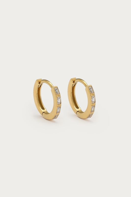 My Jewellery Magical mini oorringen met rechthoekige strass Goud