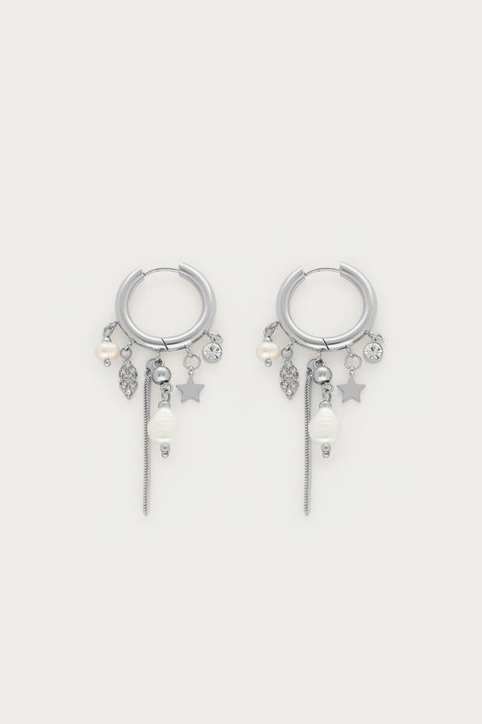 My Jewellery Magical oorringen met strass en hangende zoetwaterparels Zilver