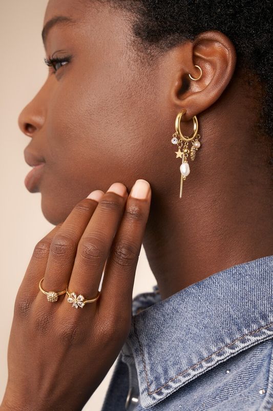 My Jewellery Magical oorringen met strass en hangende zoetwaterparels Zilver