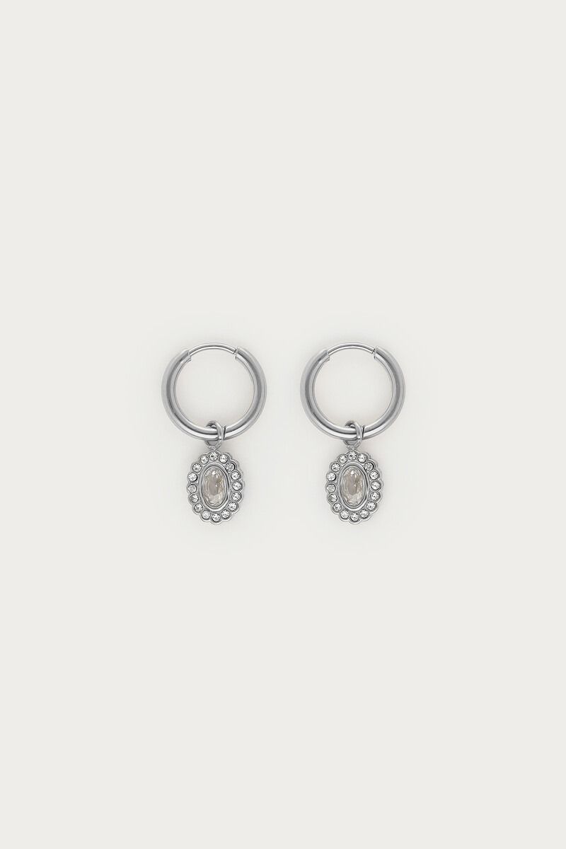 My Jewellery Magical oorringen met ovalen strass steen Zilver