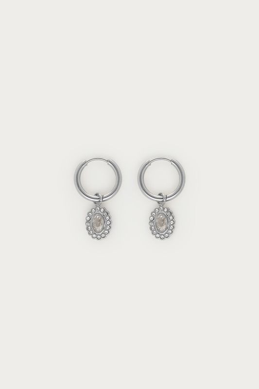 My Jewellery Magical oorringen met ovalen strass steen Zilver
