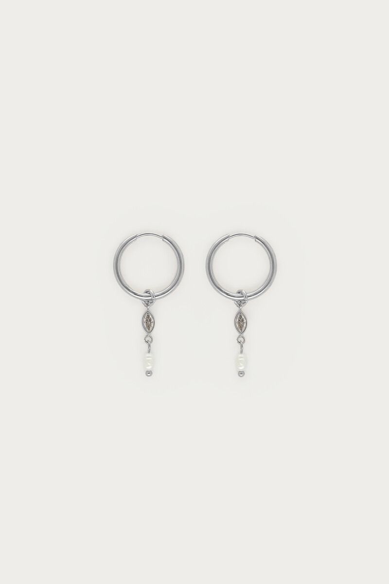My Jewellery Magical oorringen met zoetwaterparels en strass stenen Zilver