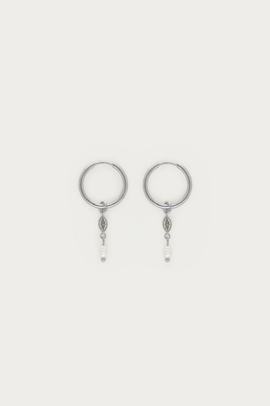 My Jewellery Magical oorringen met zoetwaterparels en strass stenen Zilver