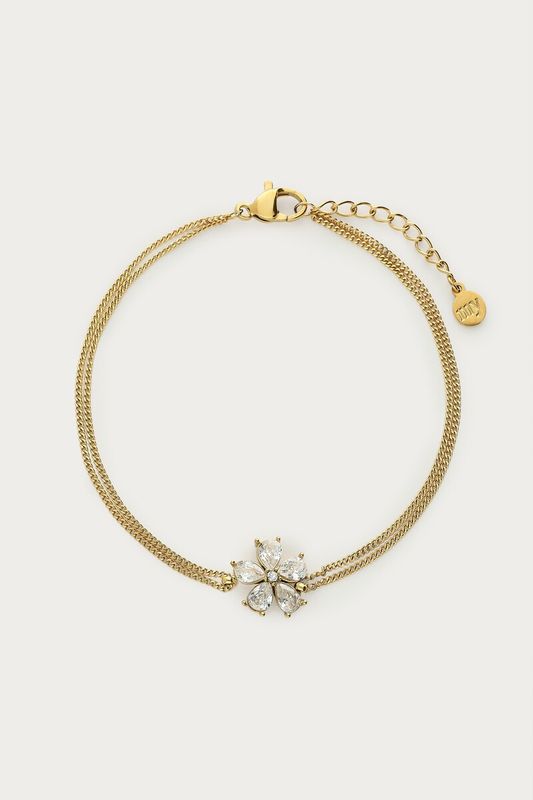 My Jewellery Magical armband met grote bloemen strass steen Goud