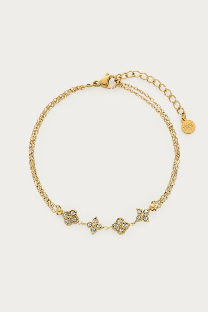 My Jewellery Magical armband met vier klaver strass stenen Goud