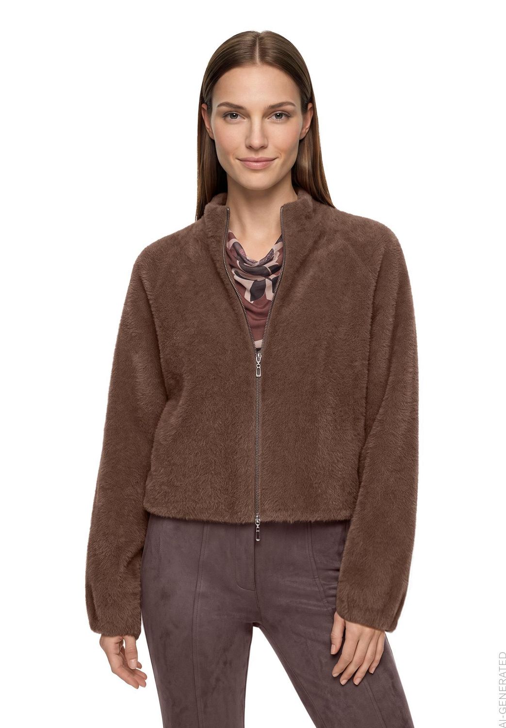 Betty Barclay Gebreid vest met ritssluiting Bruin