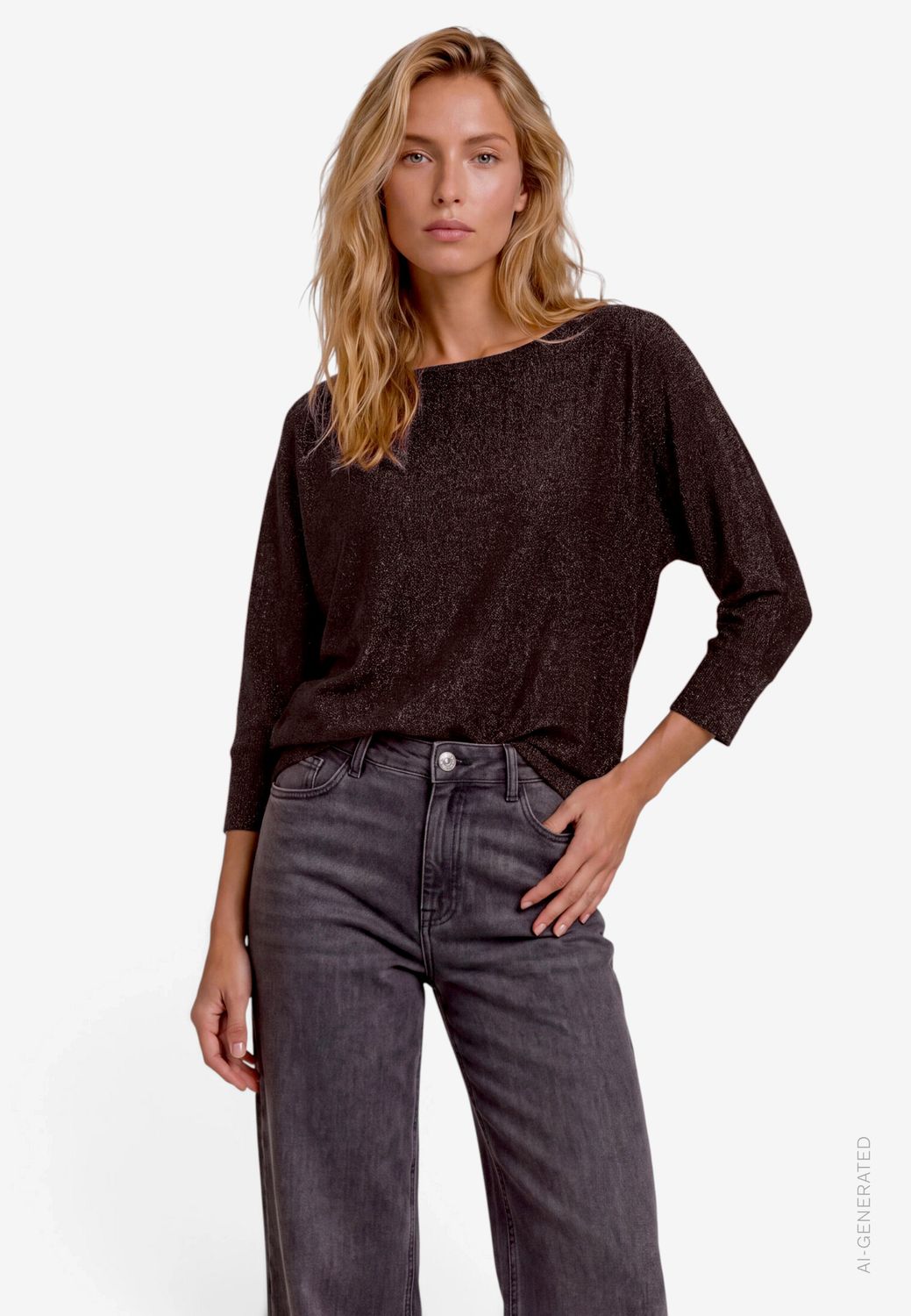 Zero Trui met lichte glitter Bruin