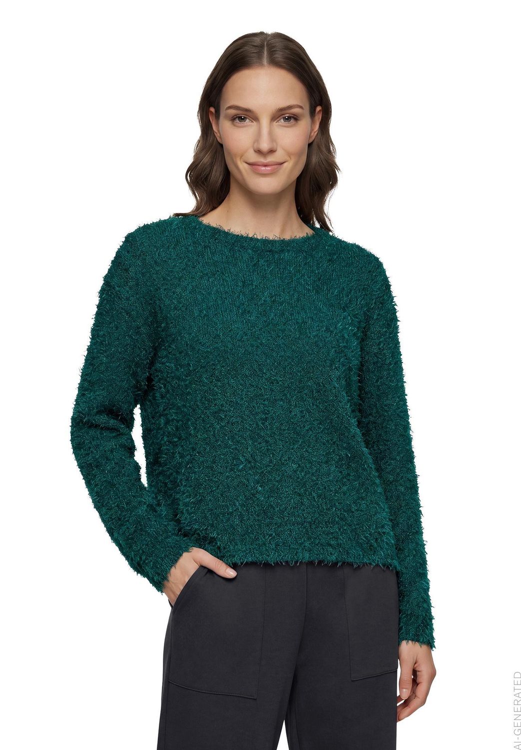 So Cosy Zachte trui met ronde hals Groen