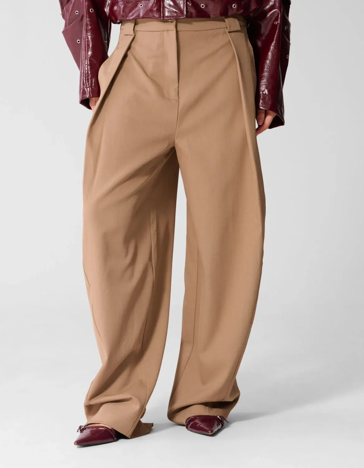 Shoeby Woven detailed Broek Bruin