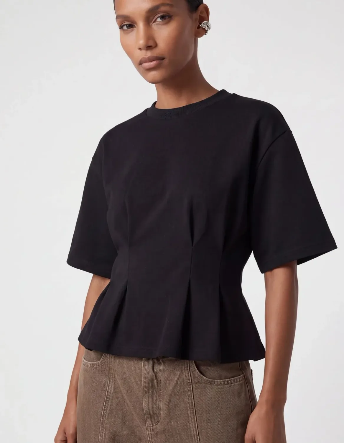 Shoeby peplum scuba T-shirt Zwart