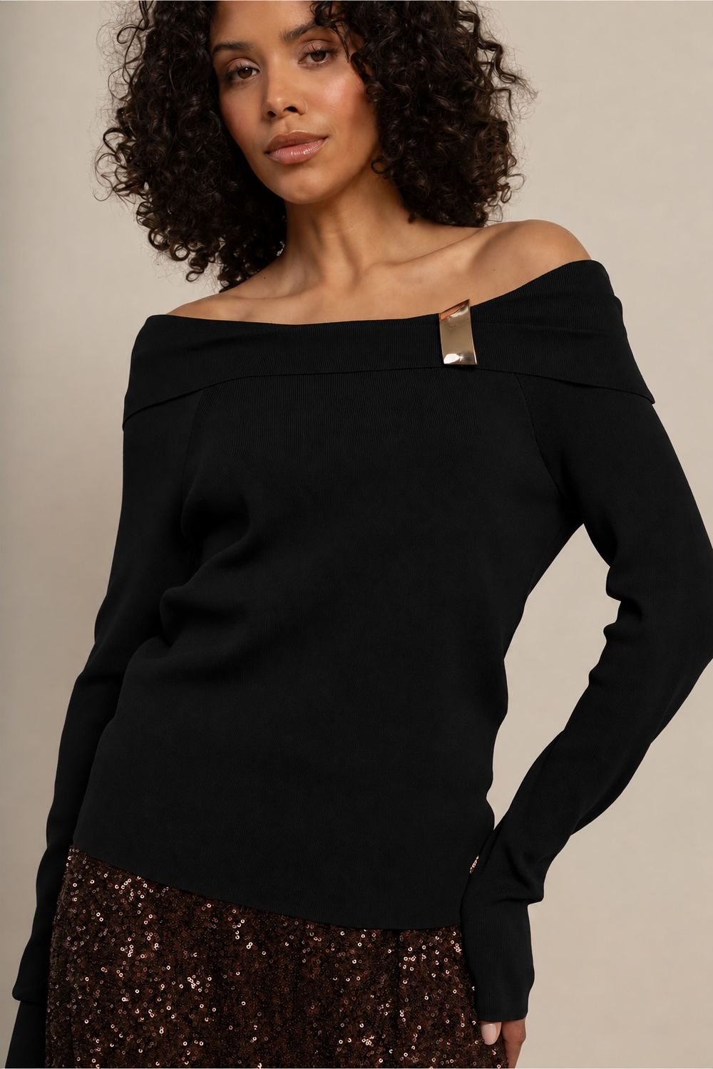 Studio Anneloes Fanny off-shoulder top Zwart