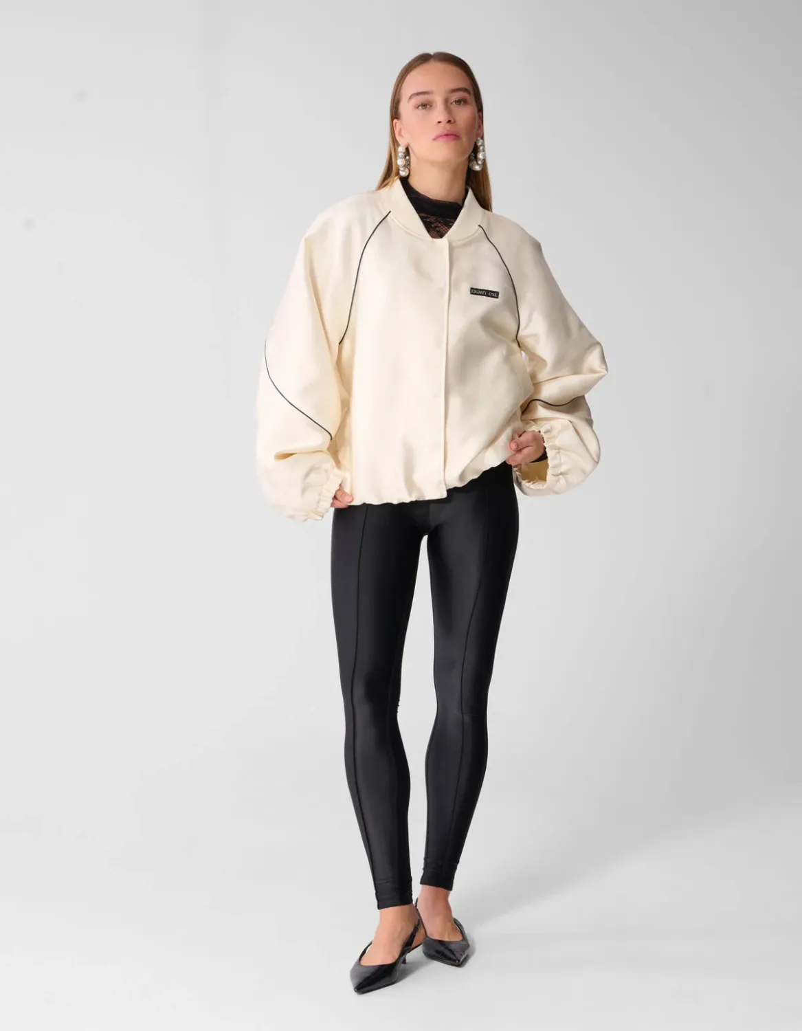 Shoeby Oversized sporty piping bomberjack Ecru