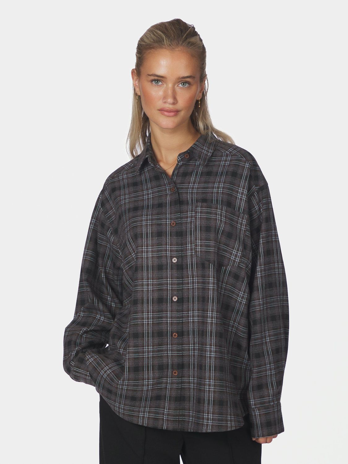 Neo Noir Dalma Flannel Check Shirt Grijs
