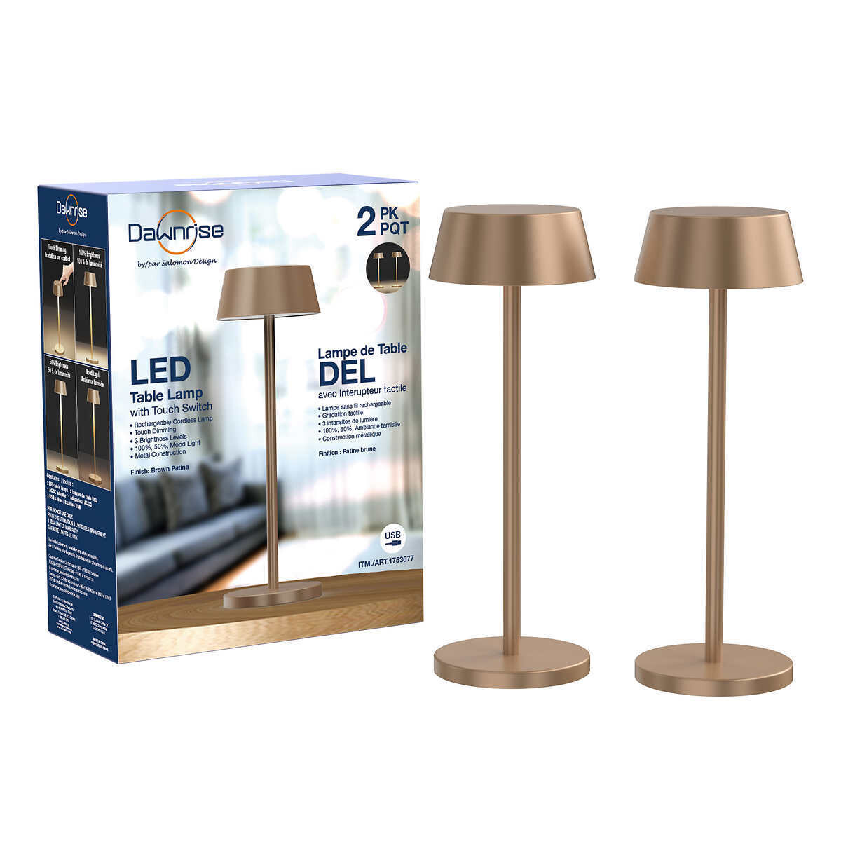 LED TABLE LAMP RECHARGEABLE PACK OF 2