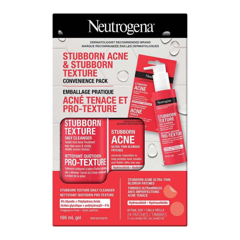 Neutrogena Stubborn Texture Daily Cleanser 186 mL and 24 Ultra-Thin Blemish Patches