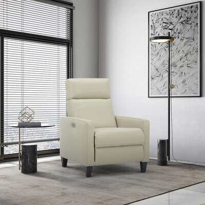 Leather Power Recliner with Manual Headrest