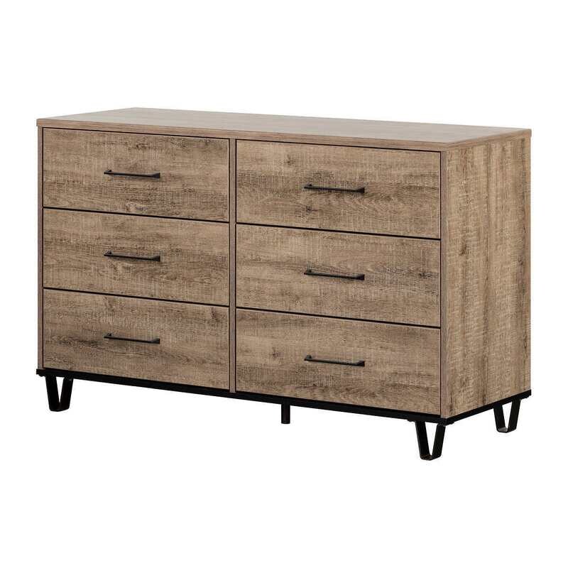 Arlen 6-Drawer Rustic Weathered Oak Double Dresser