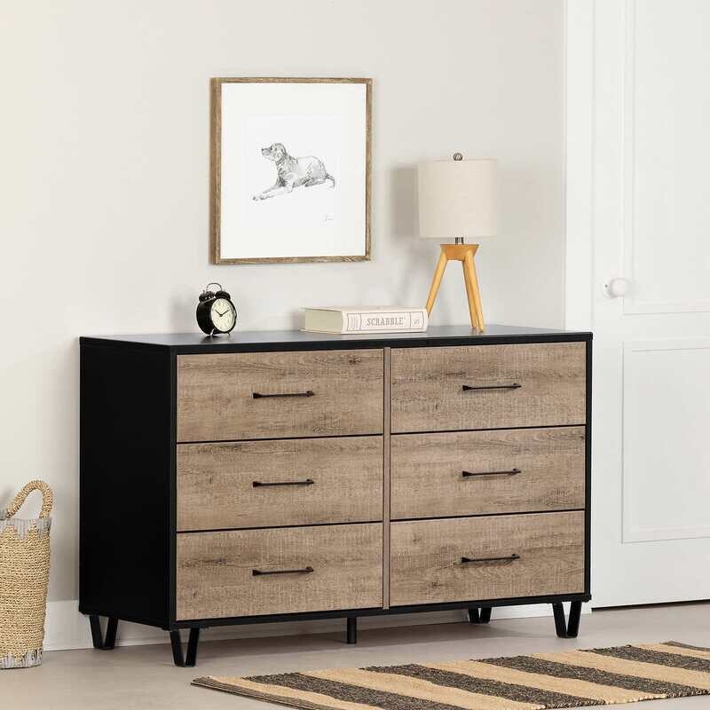 Arlen 6-Drawer Rustic Weathered Oak Double Dresser