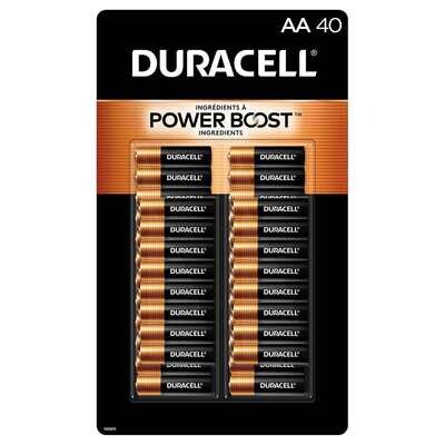 Duracell CopperTop AA Batteries with Power Boost Ingredients, 40 count