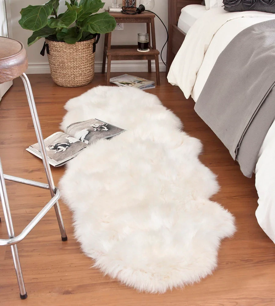 Sheepskin Double Sheepskin Rug 1.8 m x 63 cm  white