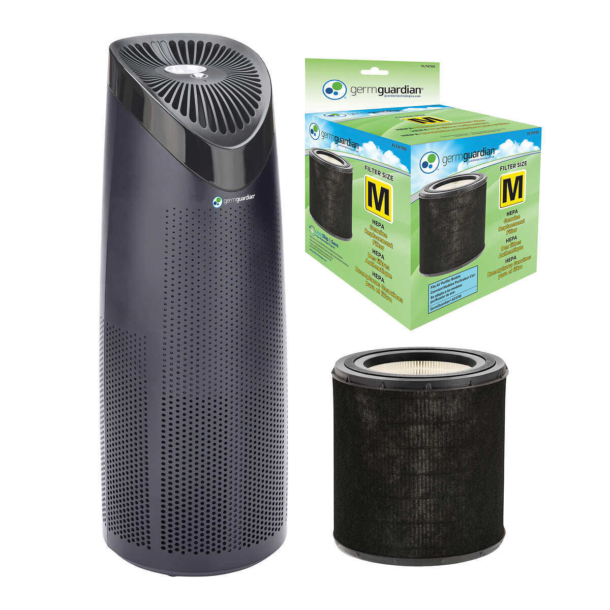 GermGuardian 4-in-1 Air Purifier with Extra HEPA Filter, UV-C and Odor Control
