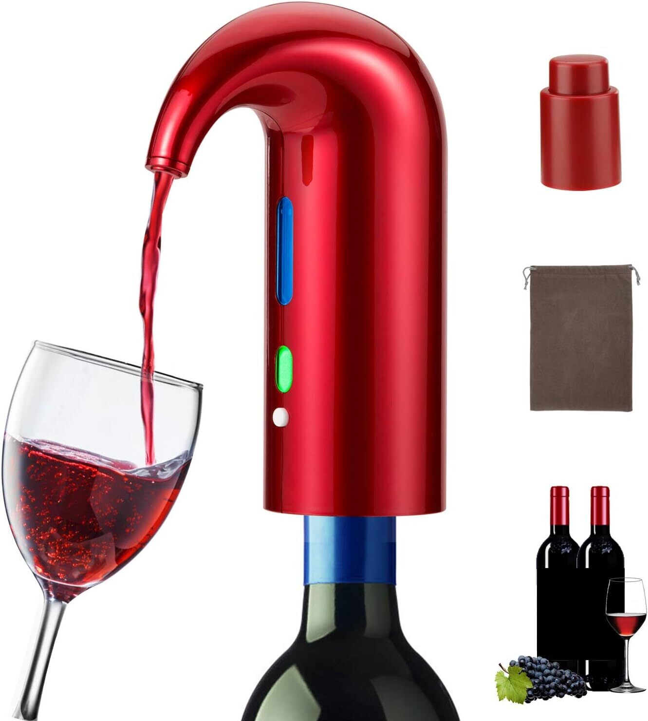 Electric Wine Aerator, Portable One-Touch Wine Pourer Decanter