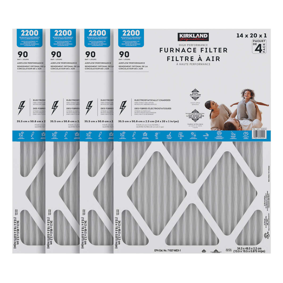 Kirkland Signature  Air Filters 4-pack – 16 in. x 25 in. x 1 in.