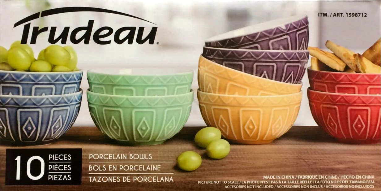 TRUDEAU RHEA PORCELAIN BOWLS PACK OF 10