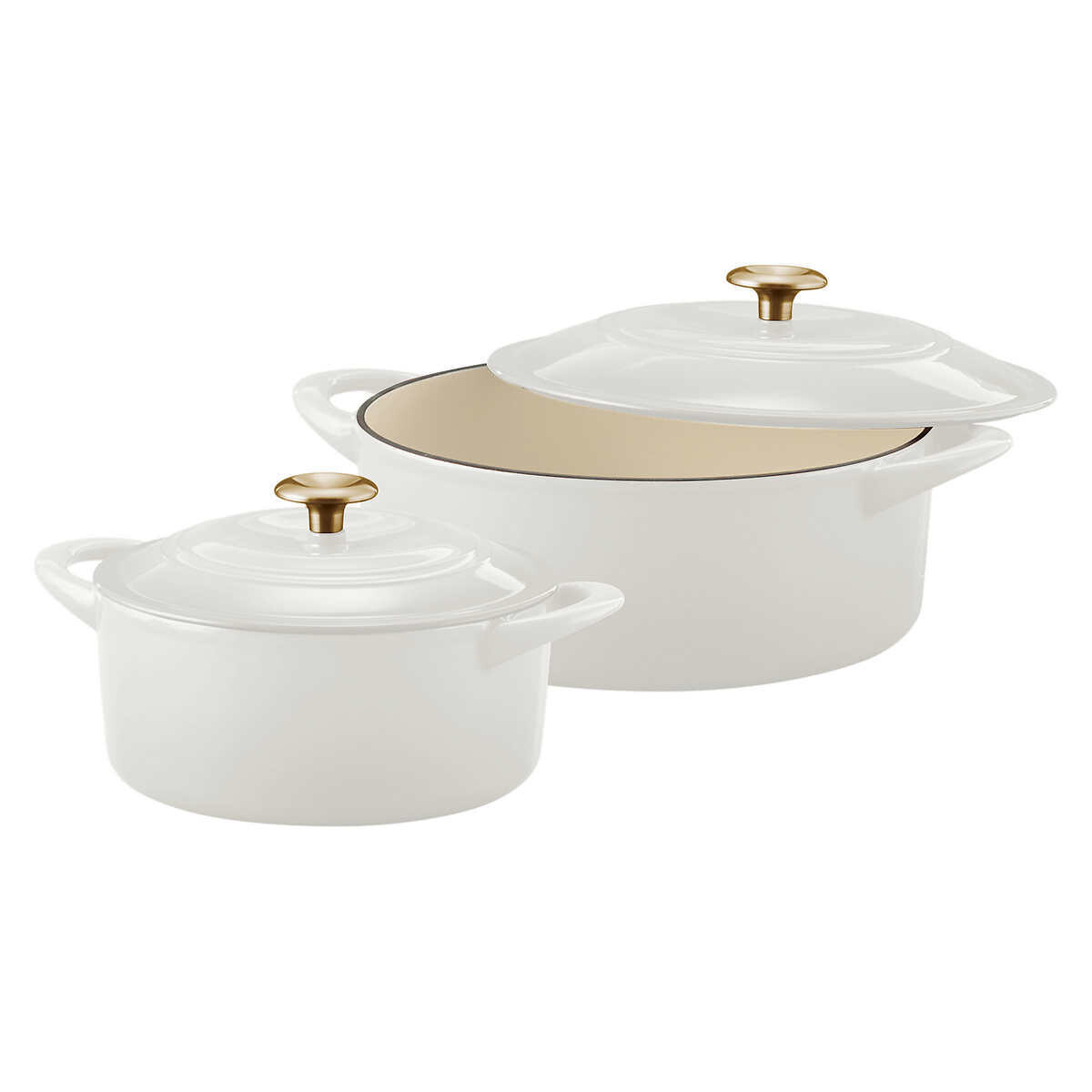 Tramontina Cast Iron Covered Casserole Set, 2-piece Colour: White