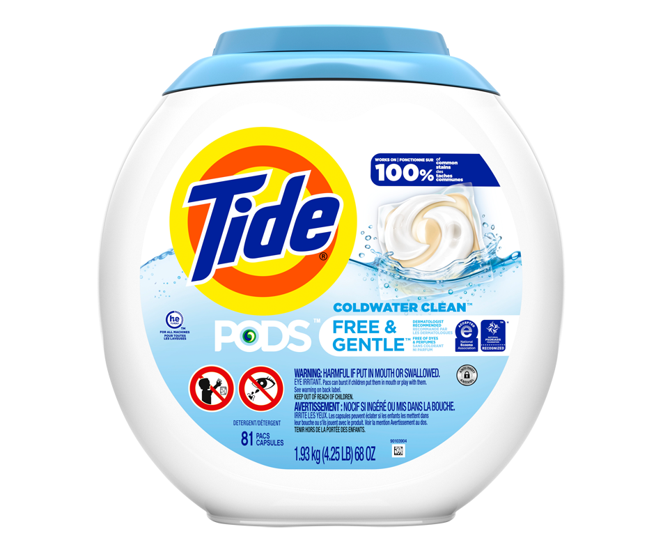 TIDE Pods Free &amp; Gentle Liquid Laundry Detergent, 81 units