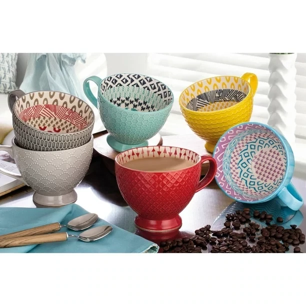 Signature Housewares Footed Mugs, Pack of 6