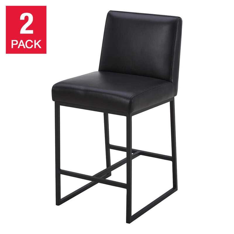 Aiden &amp; Ivy Top Grain Leather Counter Stool 2-pack  Colour: Dark Grey