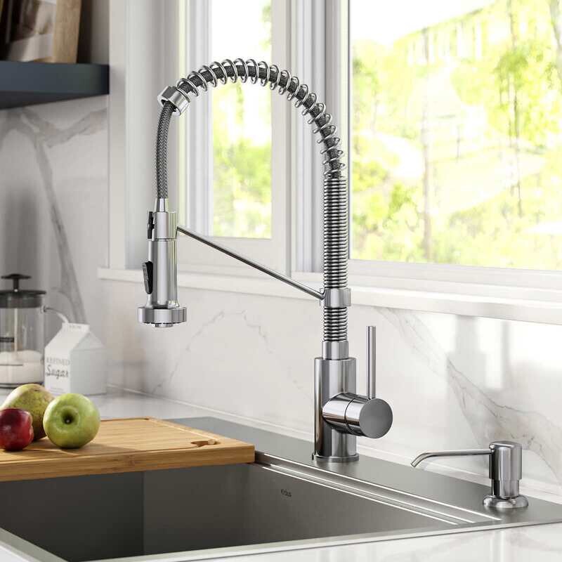 KRAUS Bolden 18 in. Pull-Down Faucet with Soap Dispenser Colour: Chrome