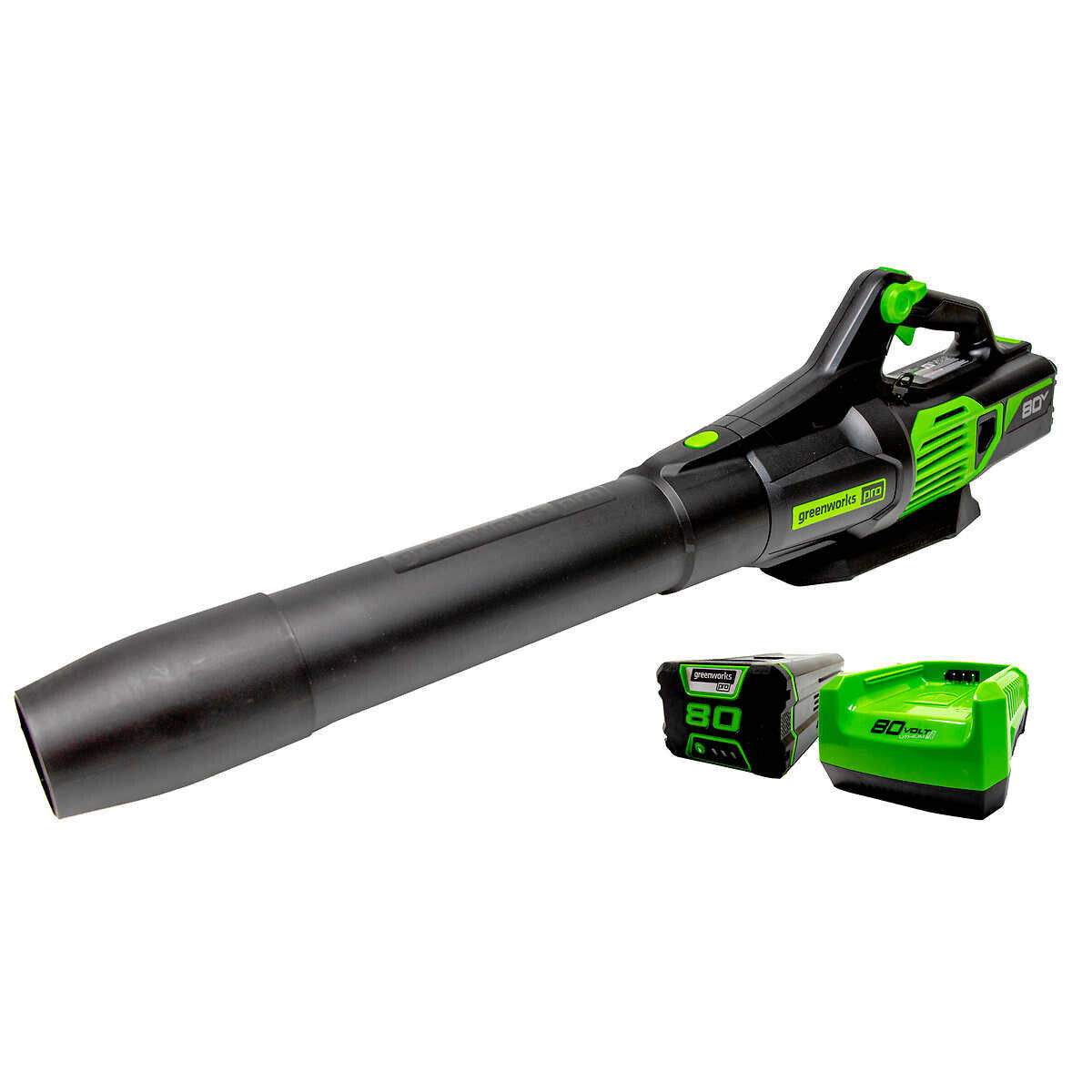 Greenworks 80V 650 CFM - 145 MPH Axial Blower, 2.0 AH Battery and Charger Included