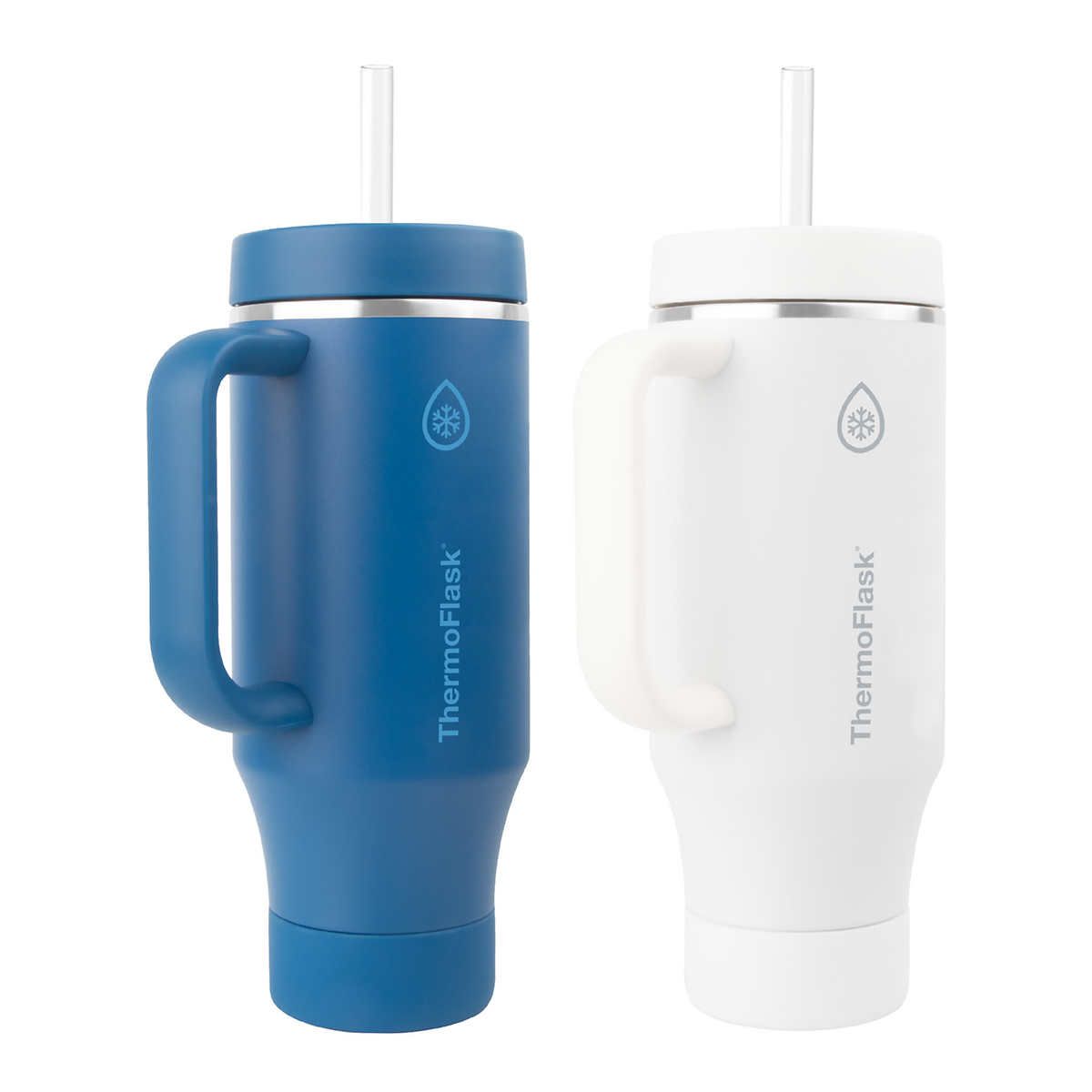 ThermoFlask 1.2 L (40 oz) Stainless Steel Tumblers, 2-pack  Colour: white . Blue