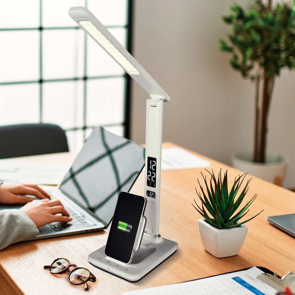 Ottlite LED Desk Lamp with Extendible Wireless Charging Base Colour: White