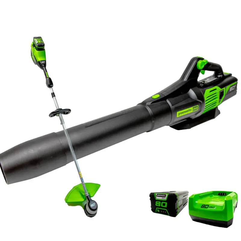 GREENWORKS STRING TRIMMER + BLOWER COMBO KIT 80 V