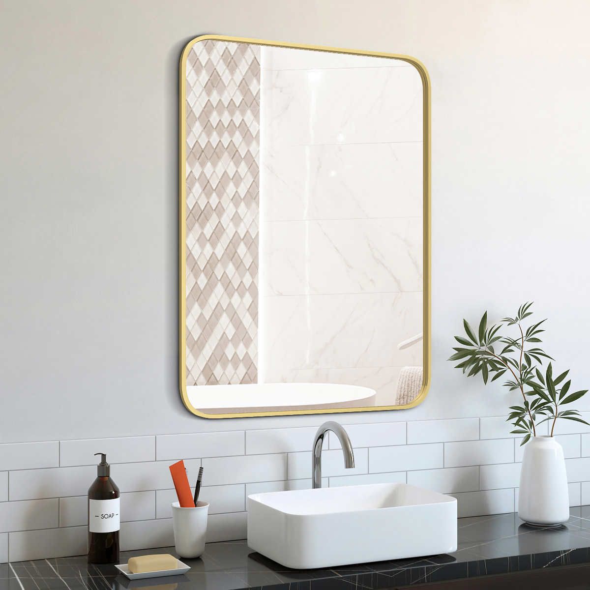 Appollo Remi Framed Metal Mirror   Size: 60.96 cm x 91.44 cm (24 in. x 36 in.)  Colour: Gold