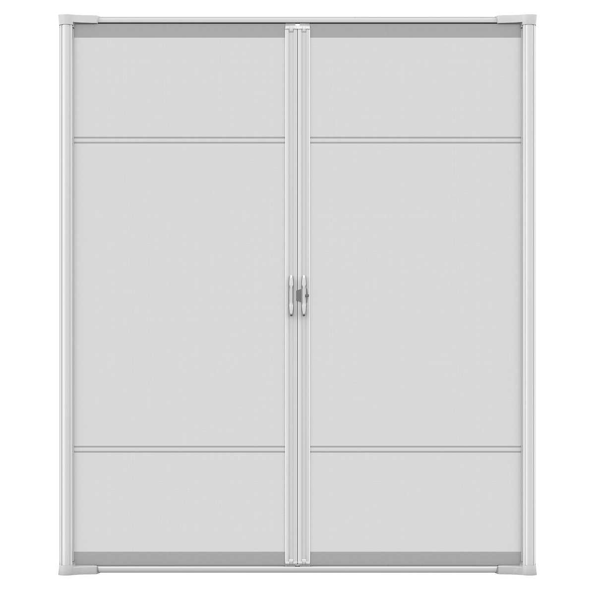 COOL Retractable Double Screen Door, Standard Height White Frame