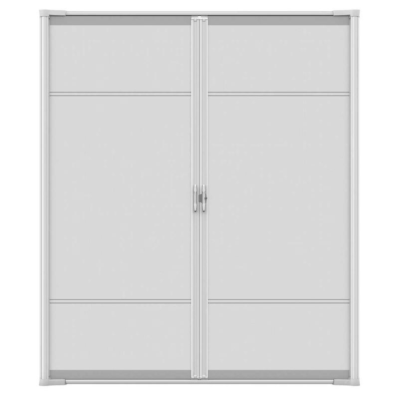 COOL Retractable Double Screen Door, Standard Height White Frame