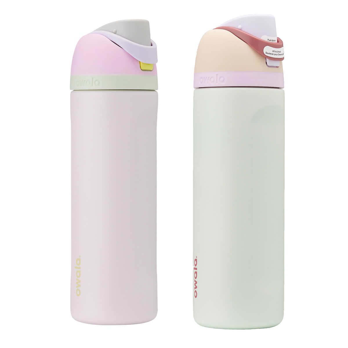 Owala Stainless Steel 710mL (24 oz.) Water Bottles, Pack of 2 Colour: Purple