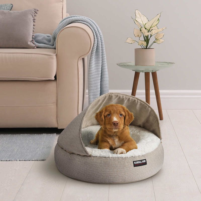 Kirkland Signature 22” Round Hooded Pet Bed  Color: Beige