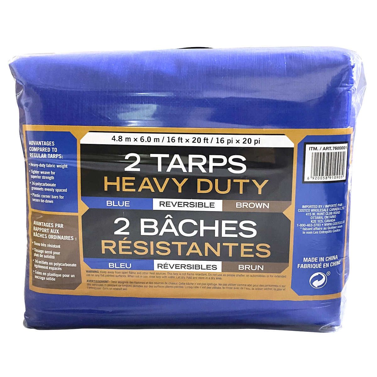 16 ft. × 20 ft. Tarp, 2-pack Blue/Brown