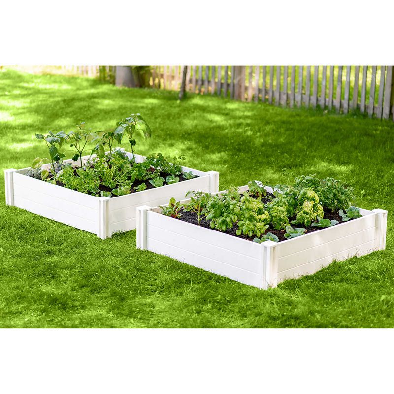 4 ft. x 4 ft. White Vinyl Raised Garden Bed 2-pack Colour White