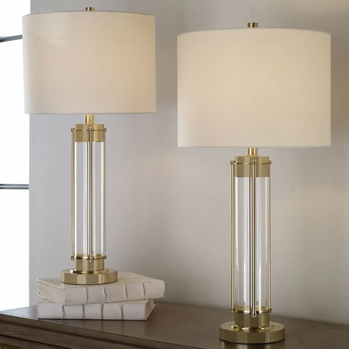 Kris Glass Table Lamp, 2-pack  Finish: Brass