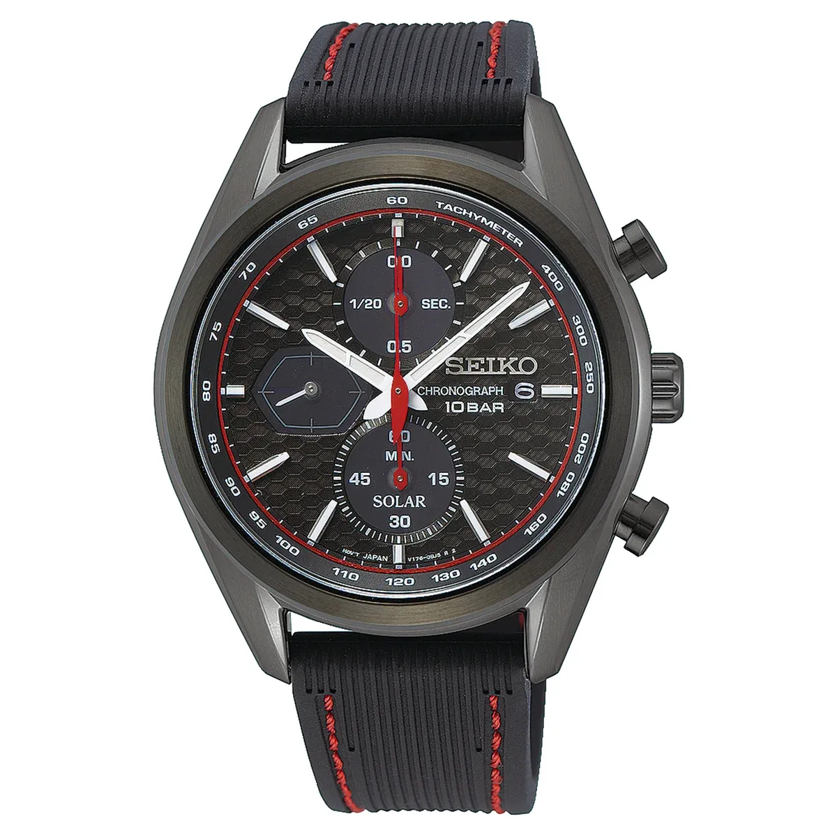 SEIKO  Solar Black Dial Black Silicone Men&#39;s Watch SSC777P1