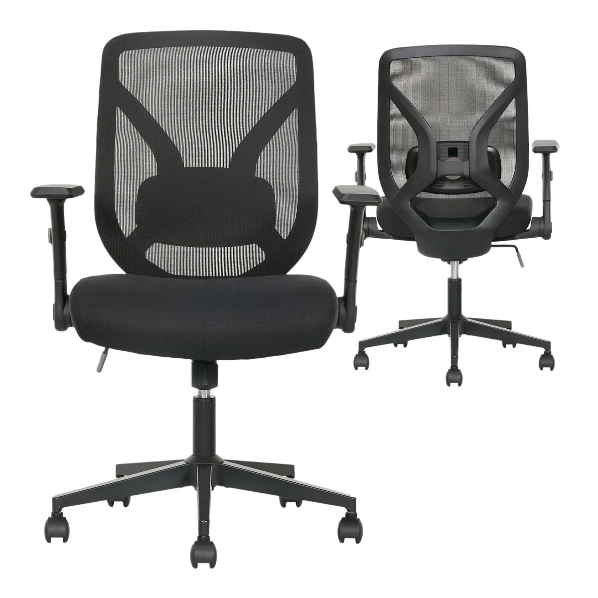 True Innovations Black Mesh Chair with Flip Back Arms Colour Black