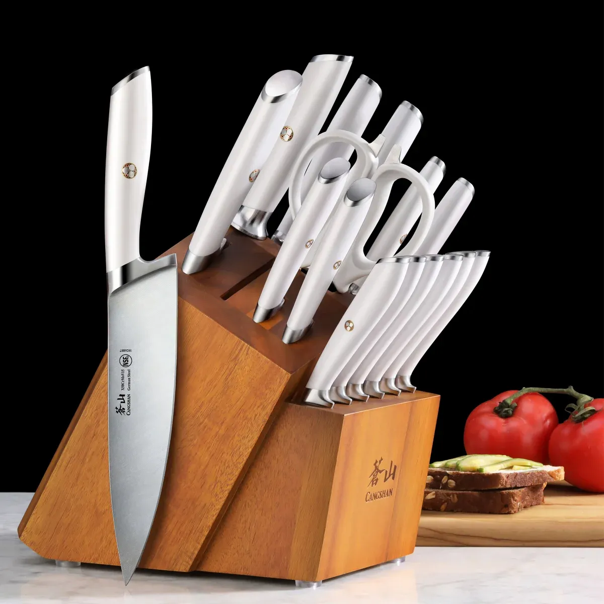 CANGSHAN KNIFE BLOCK SET 17 PIECES Color: White