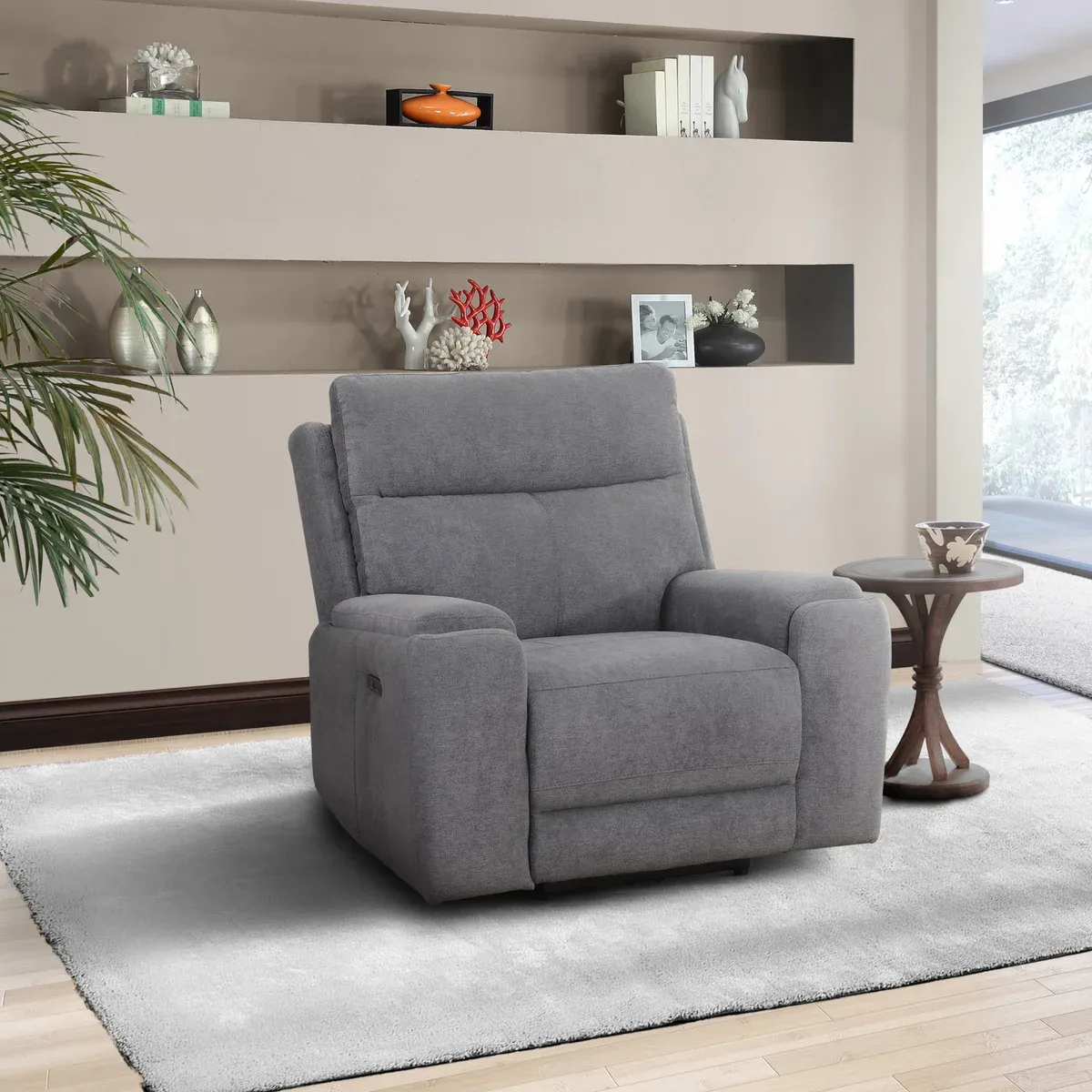 Sealy Newbury Grey Fabric Power Recliner Colour Dark  Grey
